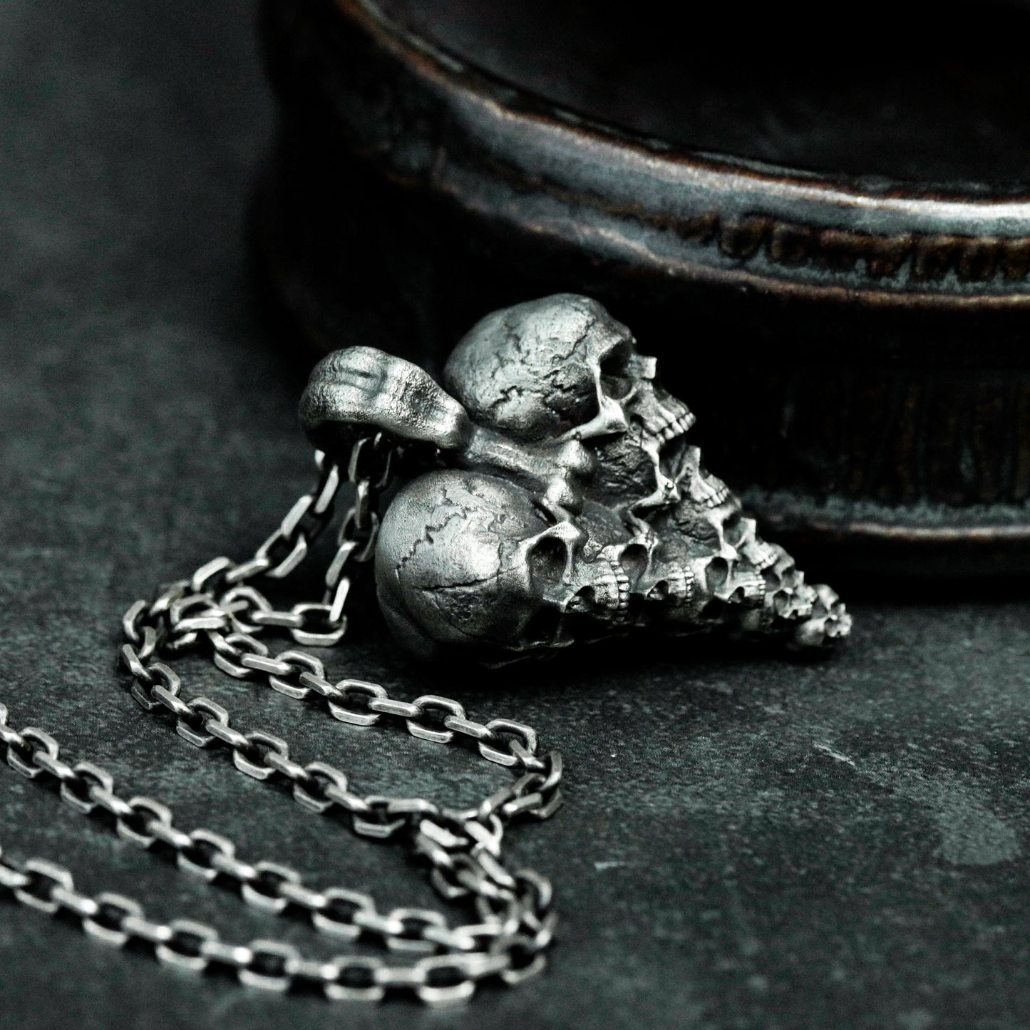 Cracked Heart Skull Pendant ¨C 925 Sterling Silver Handmade
