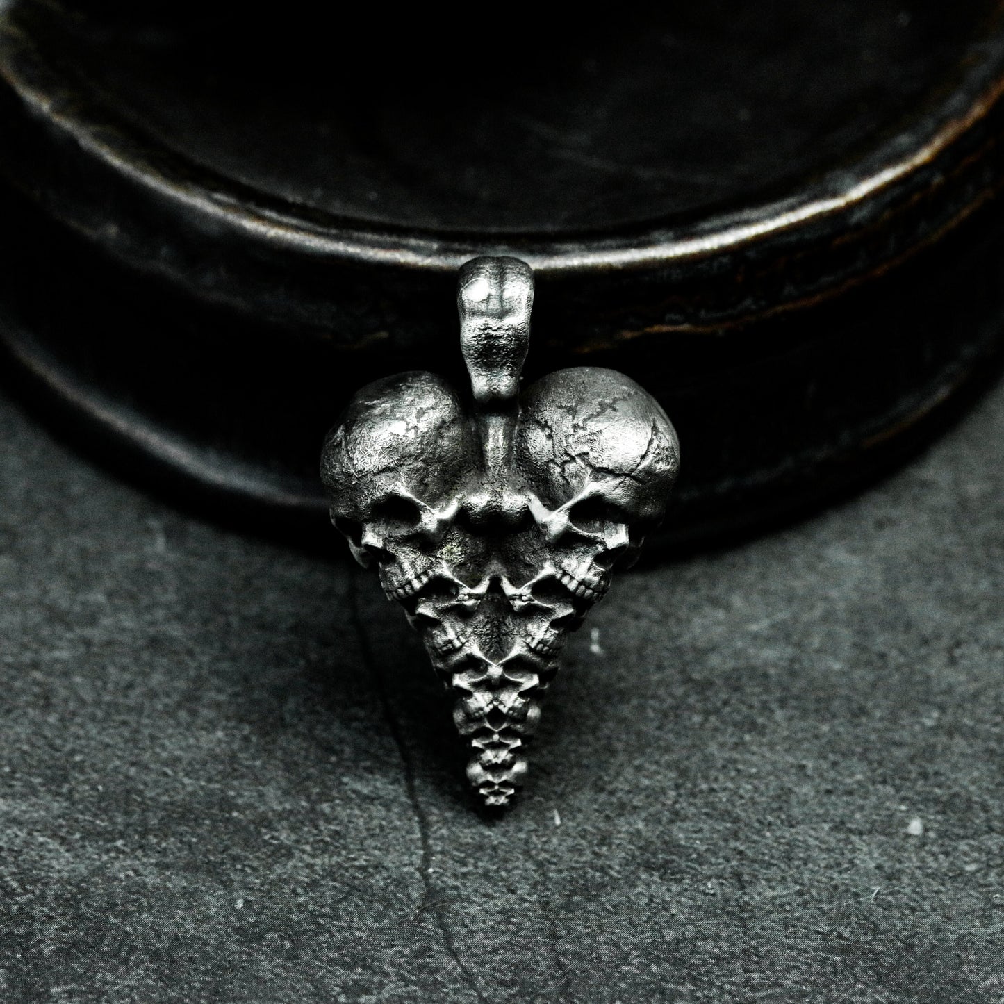 Cracked Heart Skull Pendant ¨C 925 Sterling Silver Handmade