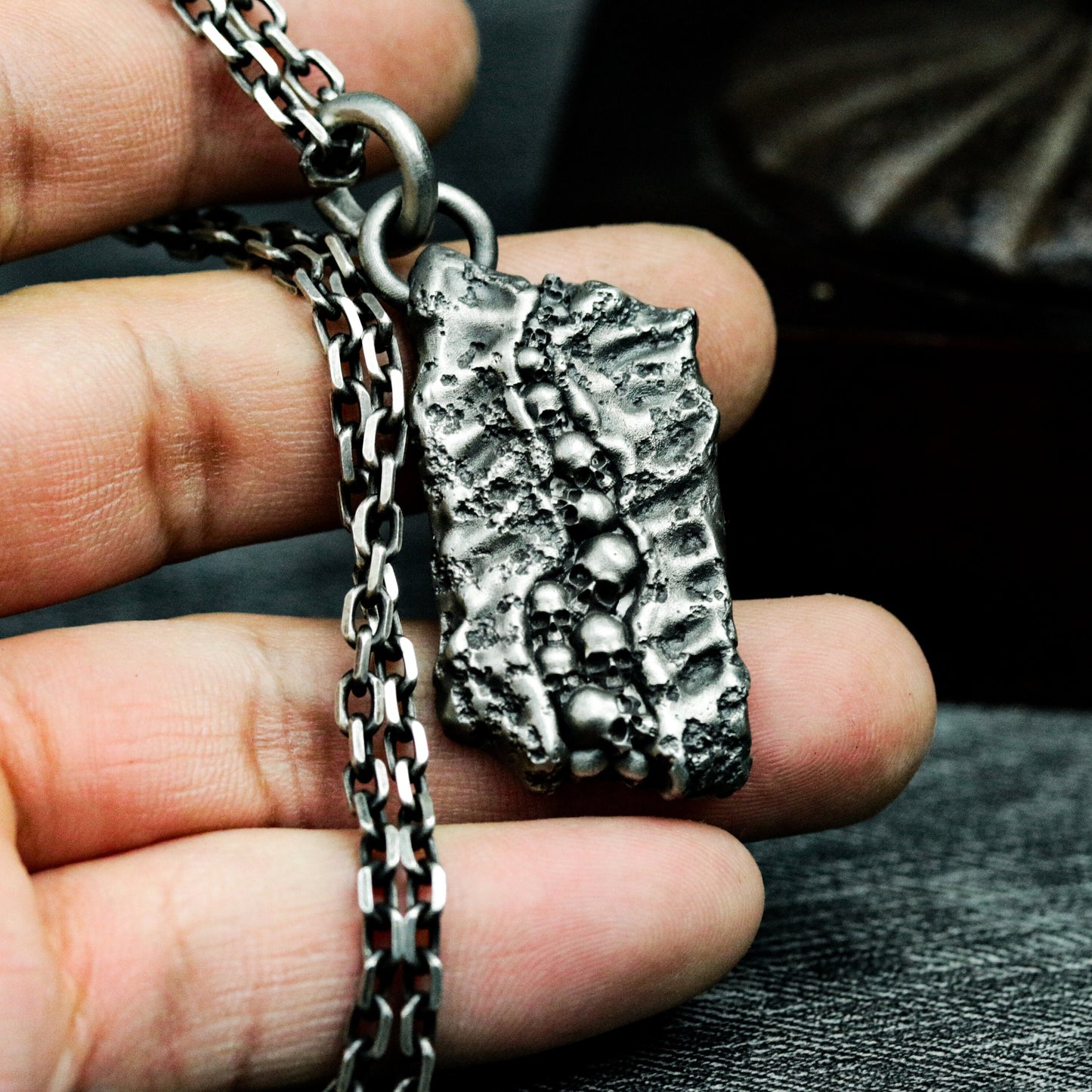 Textured Bone Wall Pendant ¨C 925 Sterling Silver Handmade