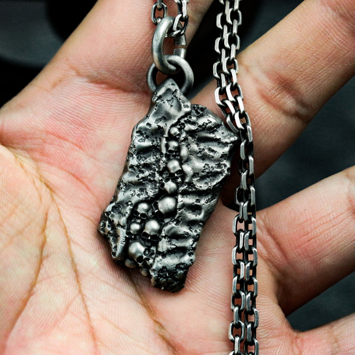 Textured Bone Wall Pendant ¨C 925 Sterling Silver Handmade