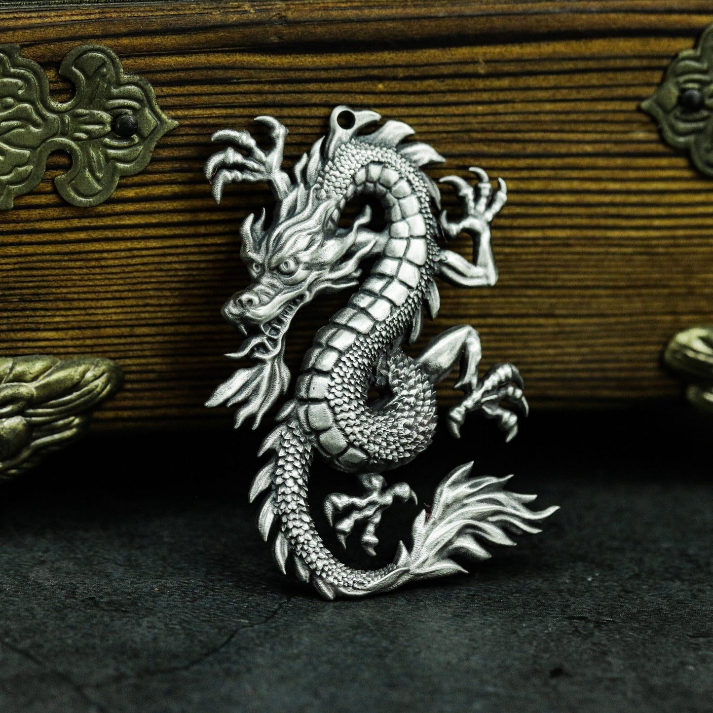 Ascending Dragon Pendant with Pearl ¨C 925 Sterling Silver Handmade