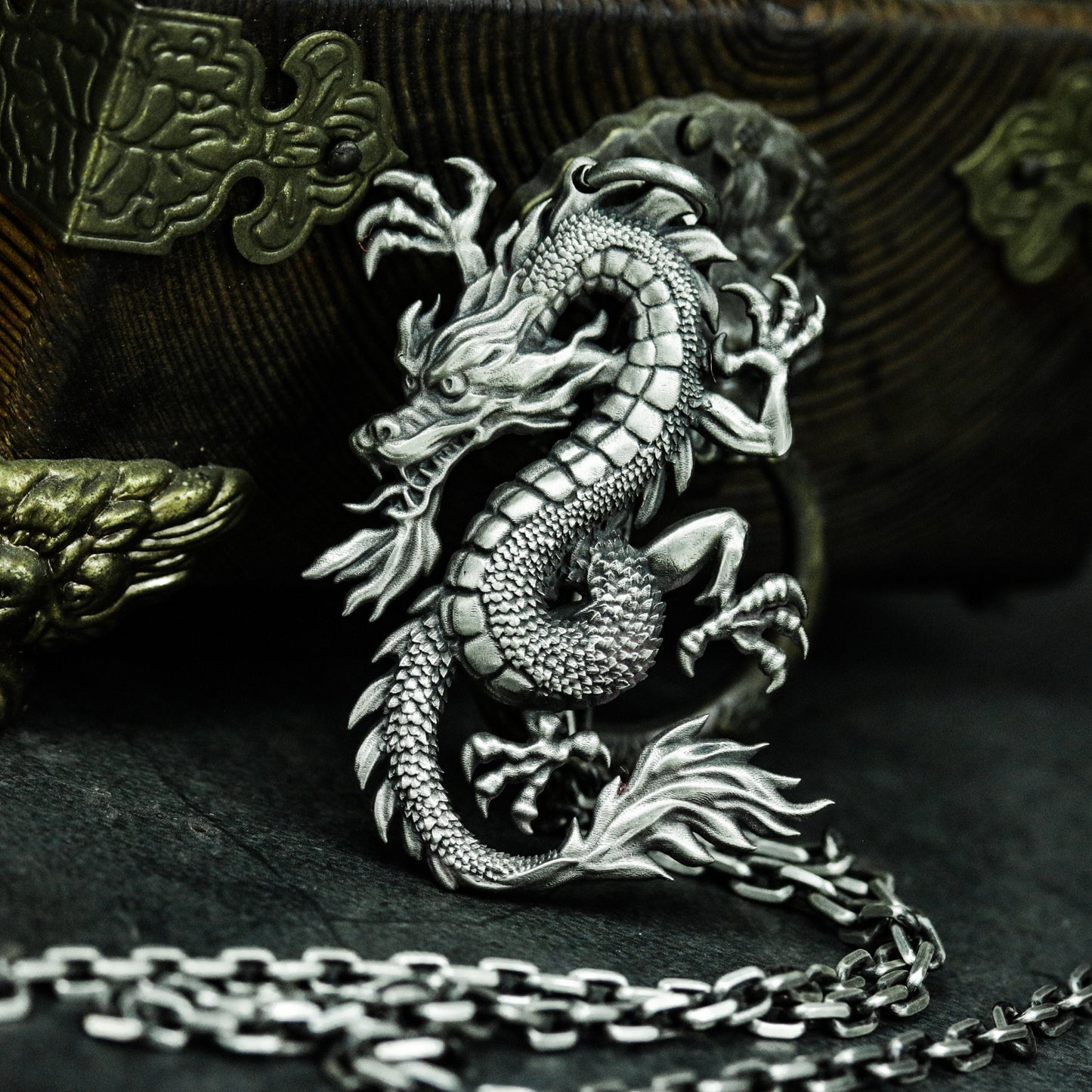 Ascending Dragon Pendant with Pearl ¨C 925 Sterling Silver Handmade