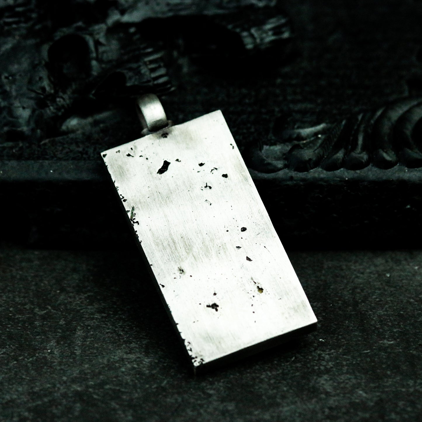 Dragon Eye Pendant with Textured Rectangular Frame ¨C 925 Sterling Silver Handmade