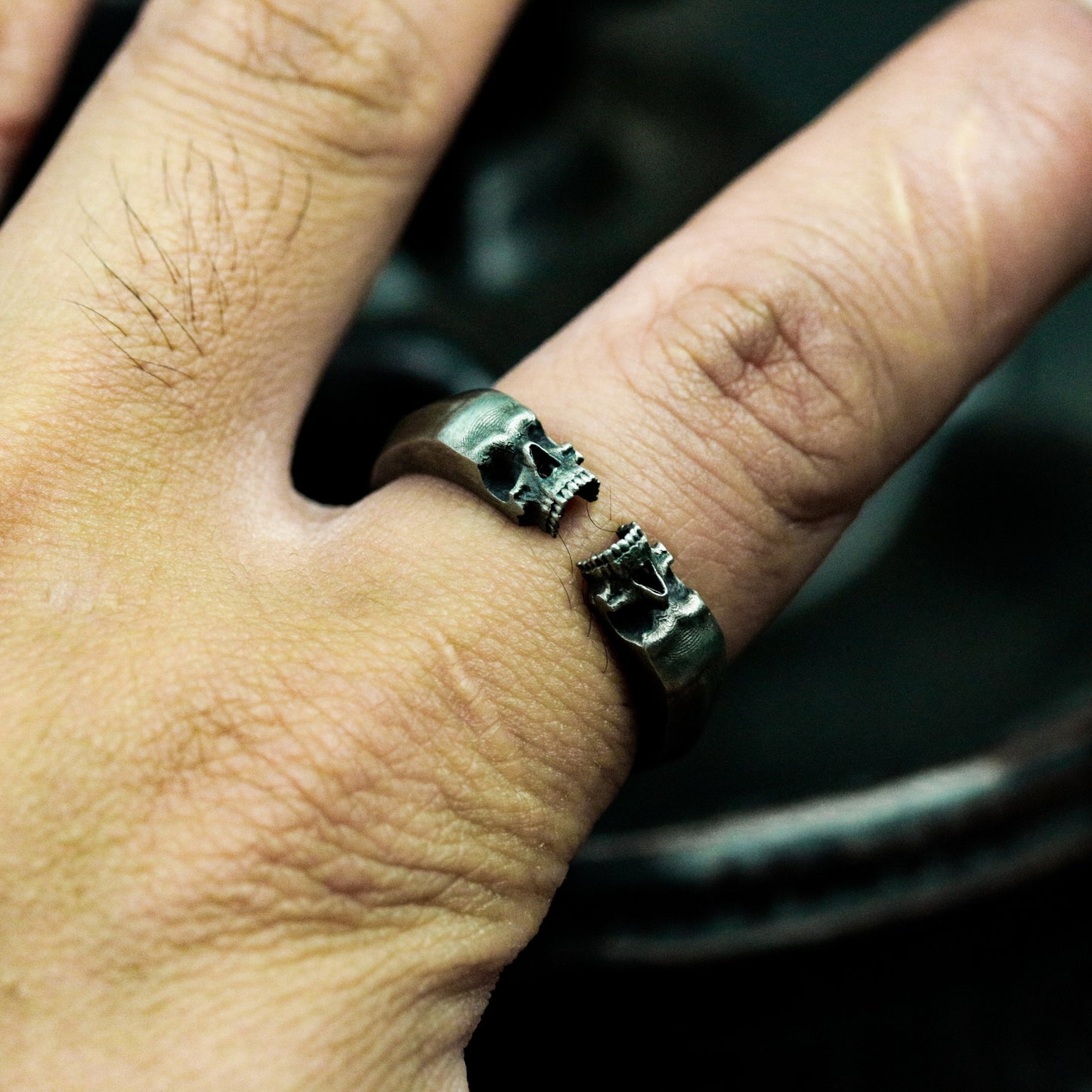 Adjustable Skull Ring - 925 Silver Handmade