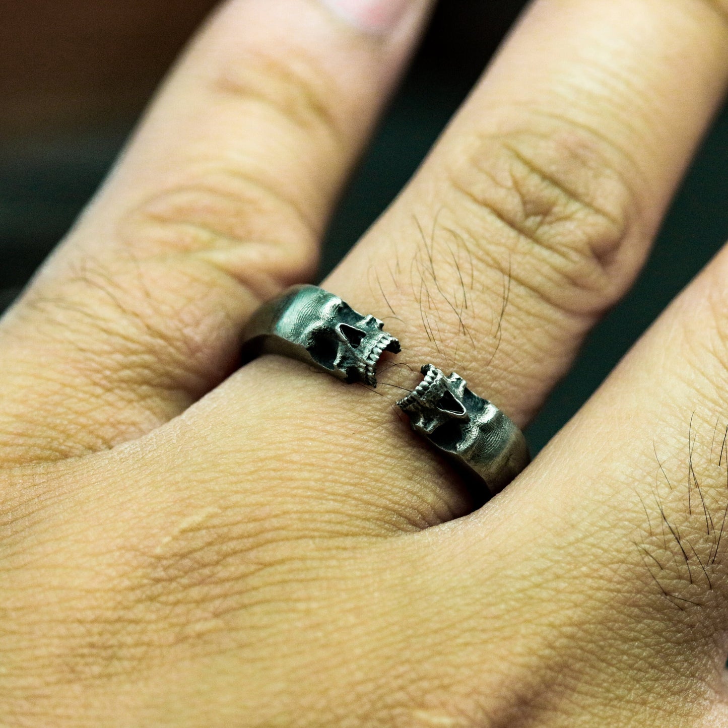 Adjustable Skull Ring - 925 Silver Handmade