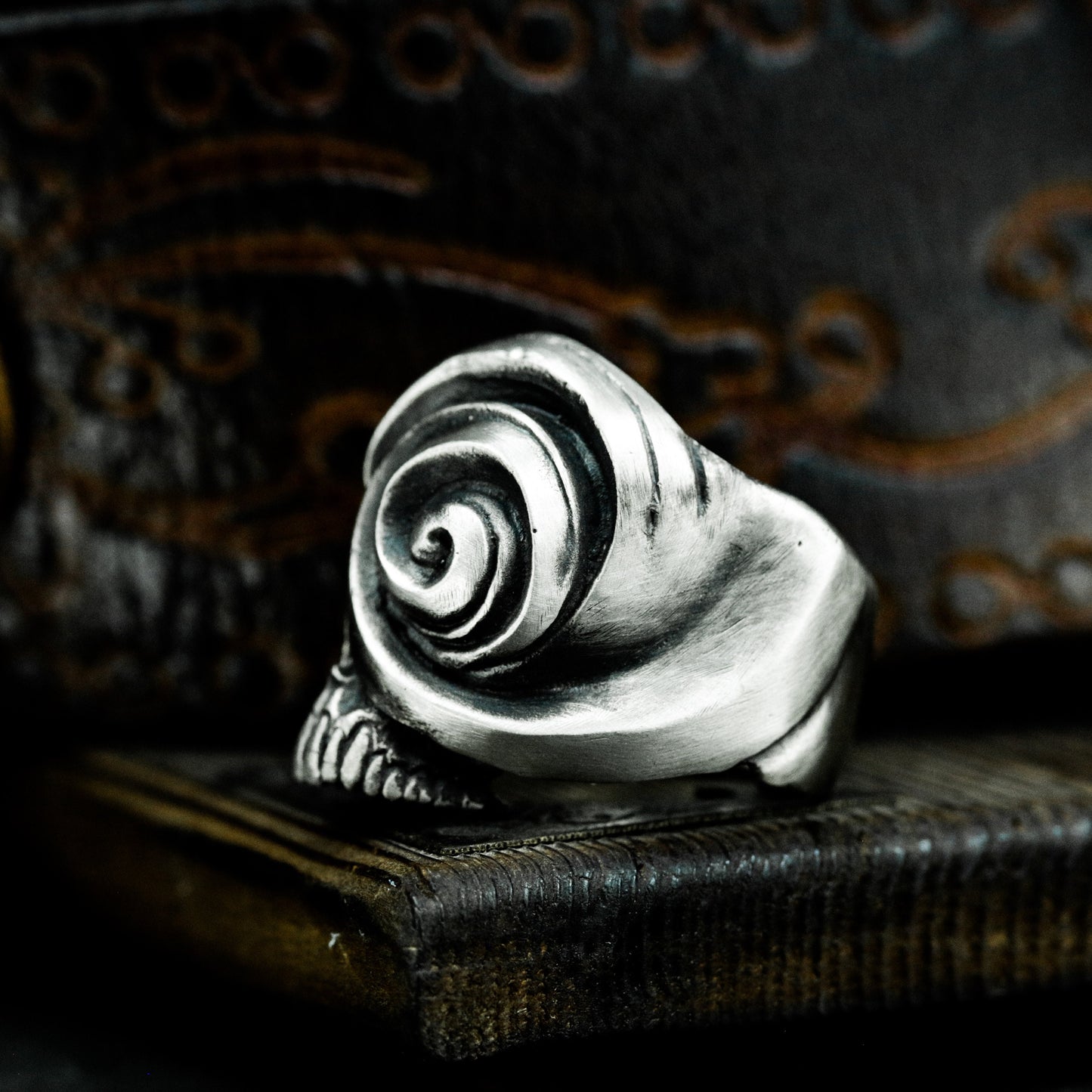 One-Eyed Swirl Skull Ring - 925 Silver Handmade