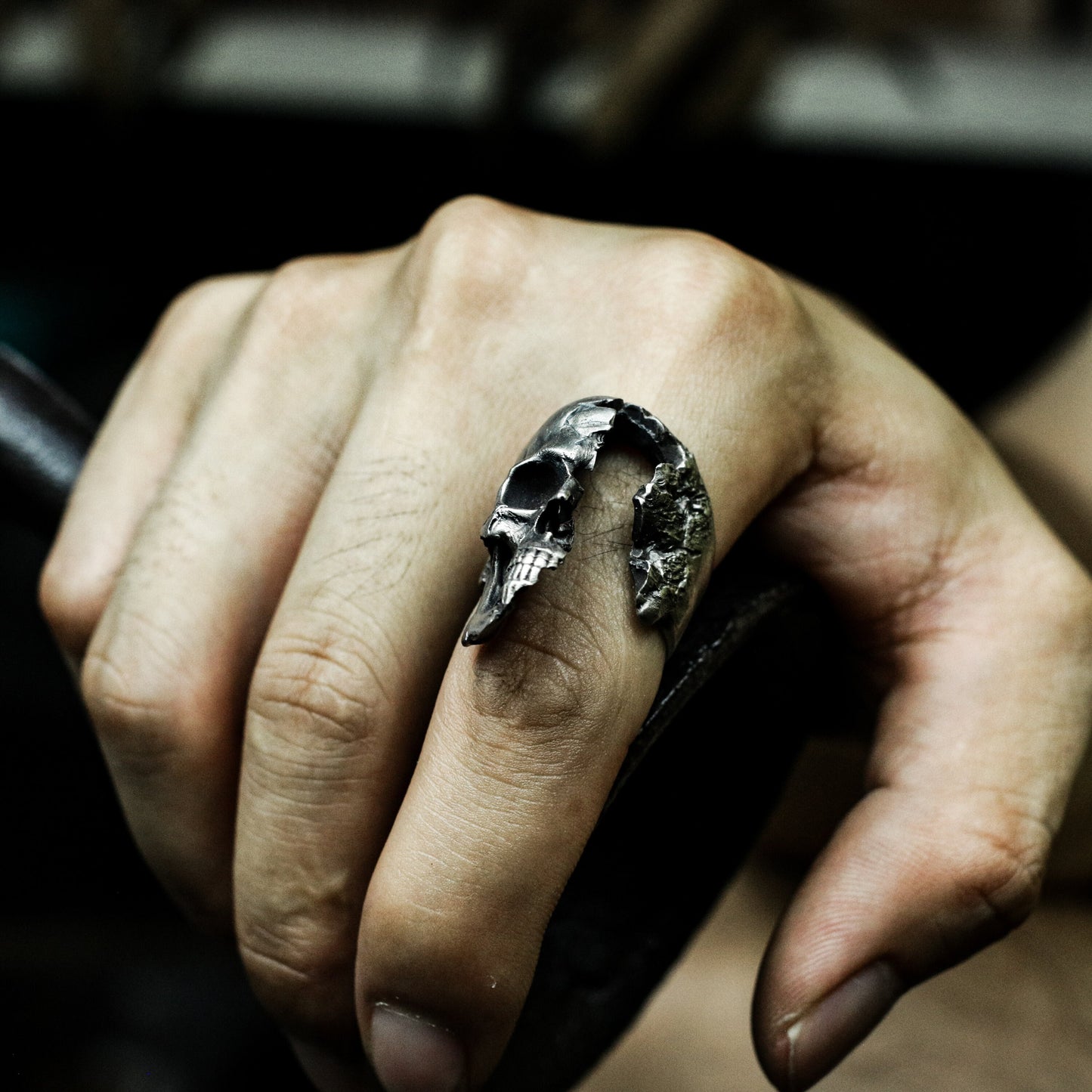 Half Skull Ring - 925 Silver Handmade Death & Decay