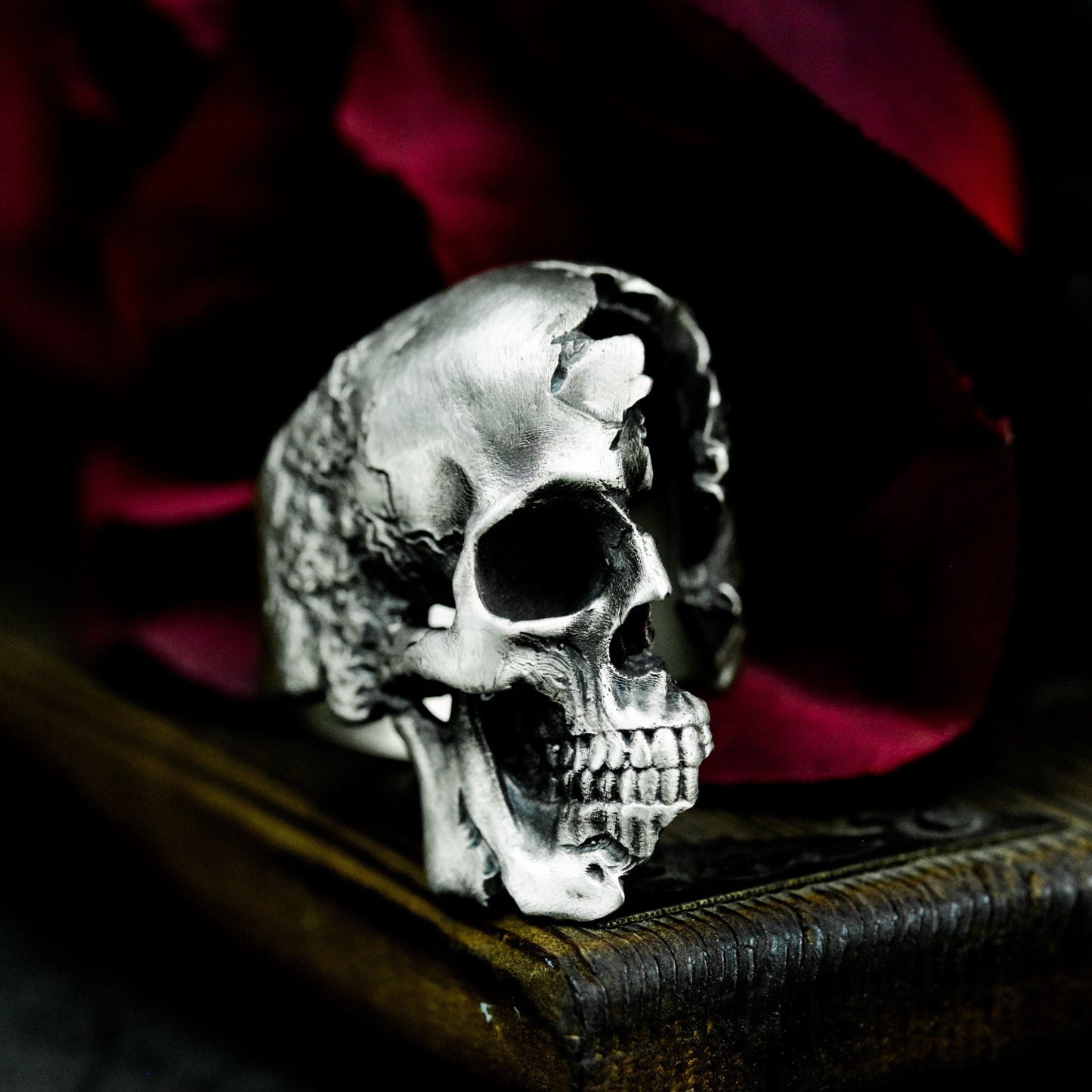 Half Skull Ring - 925 Silver Handmade Death & Decay