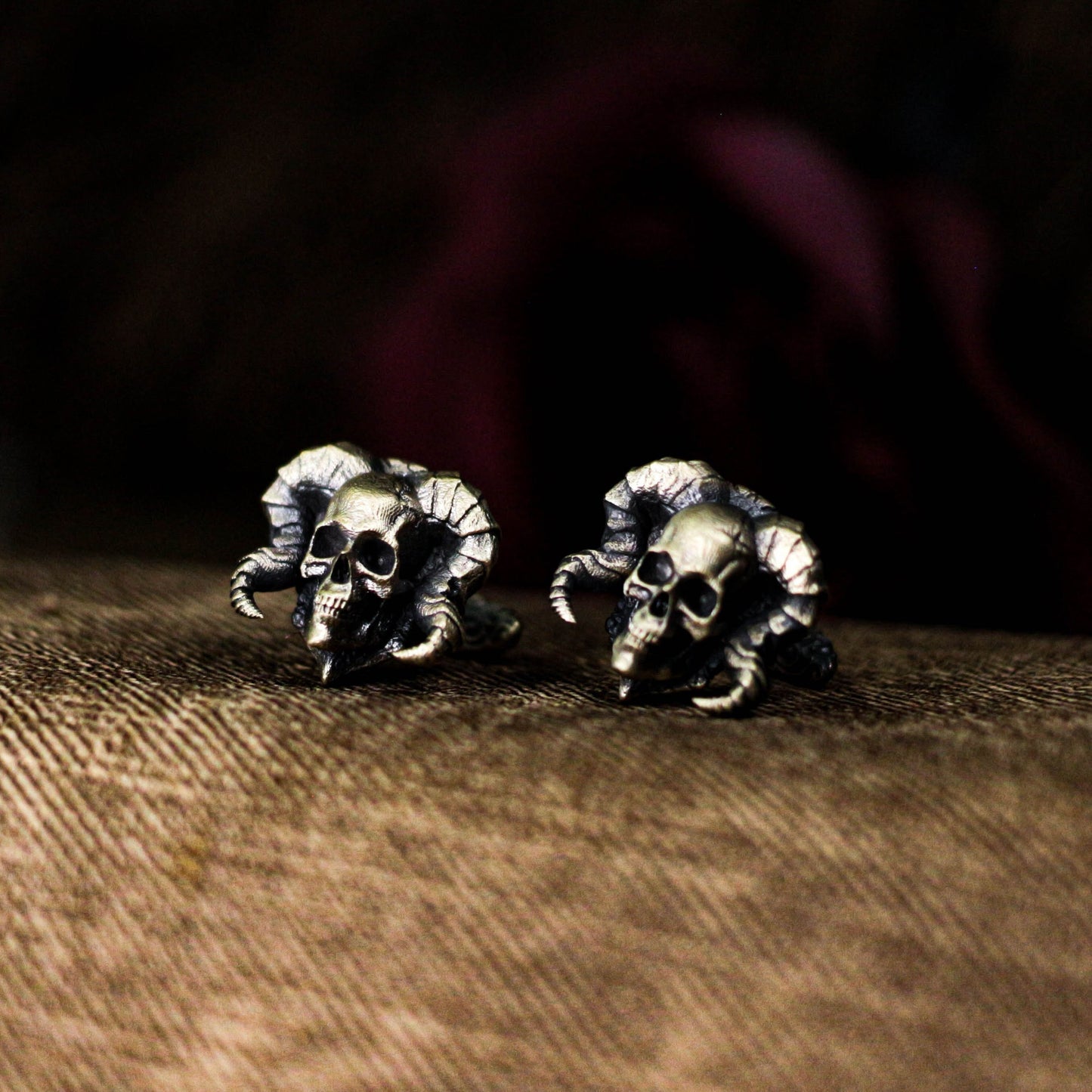 Ram's Horn Skull Cufflinks - 925 Sterling Silver Handmade