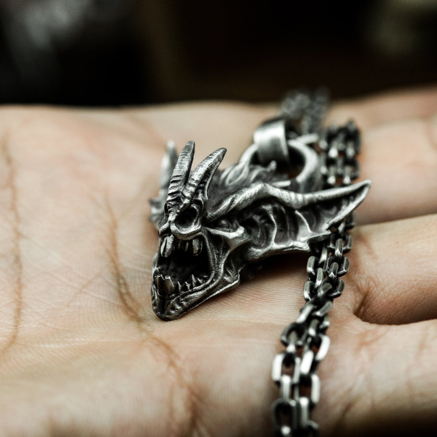 Snarling Beast Pendant ¨C 925 Silver Handmade