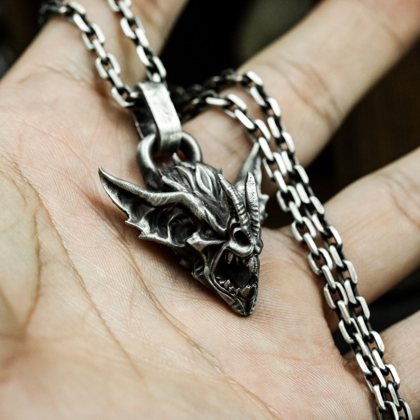 Snarling Beast Pendant ¨C 925 Silver Handmade