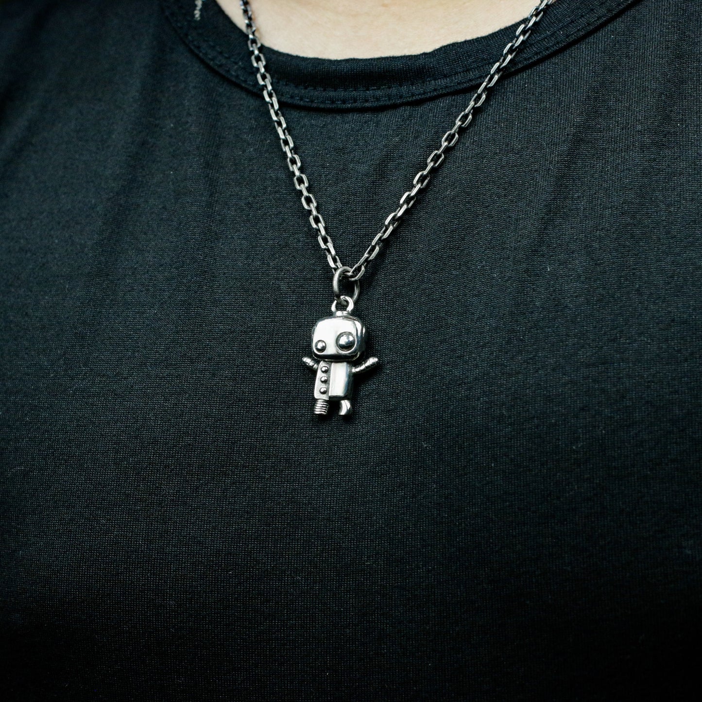 Asymmetric Robot Pendant - 925 Silver Handmade