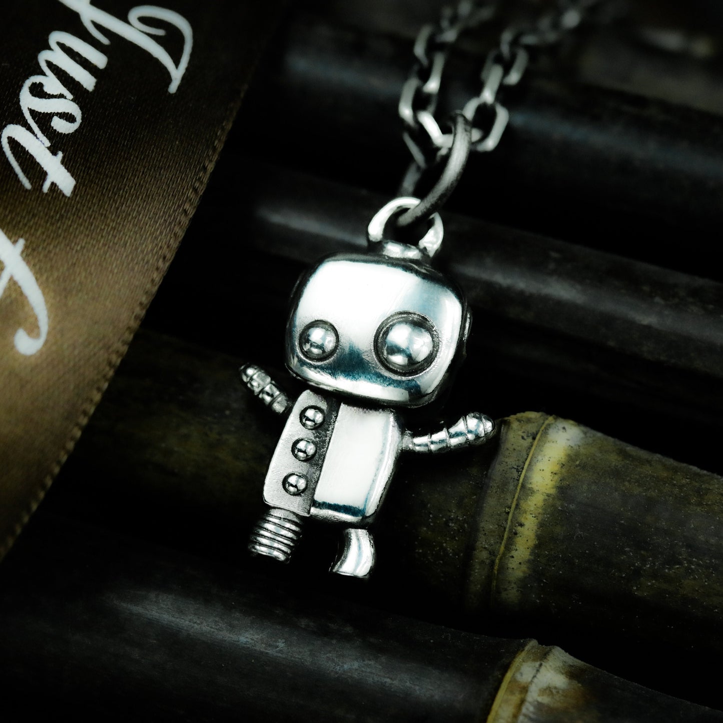 Asymmetric Robot Pendant - 925 Silver Handmade