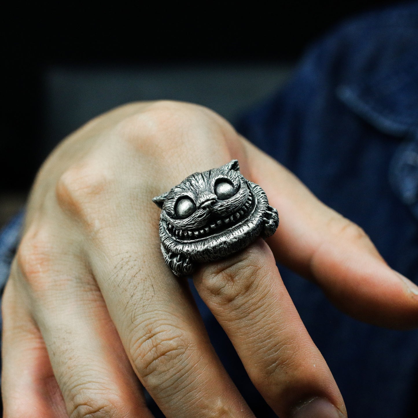 Cheshire Cat Ring ¨C 925 Sterling Silver Handmade