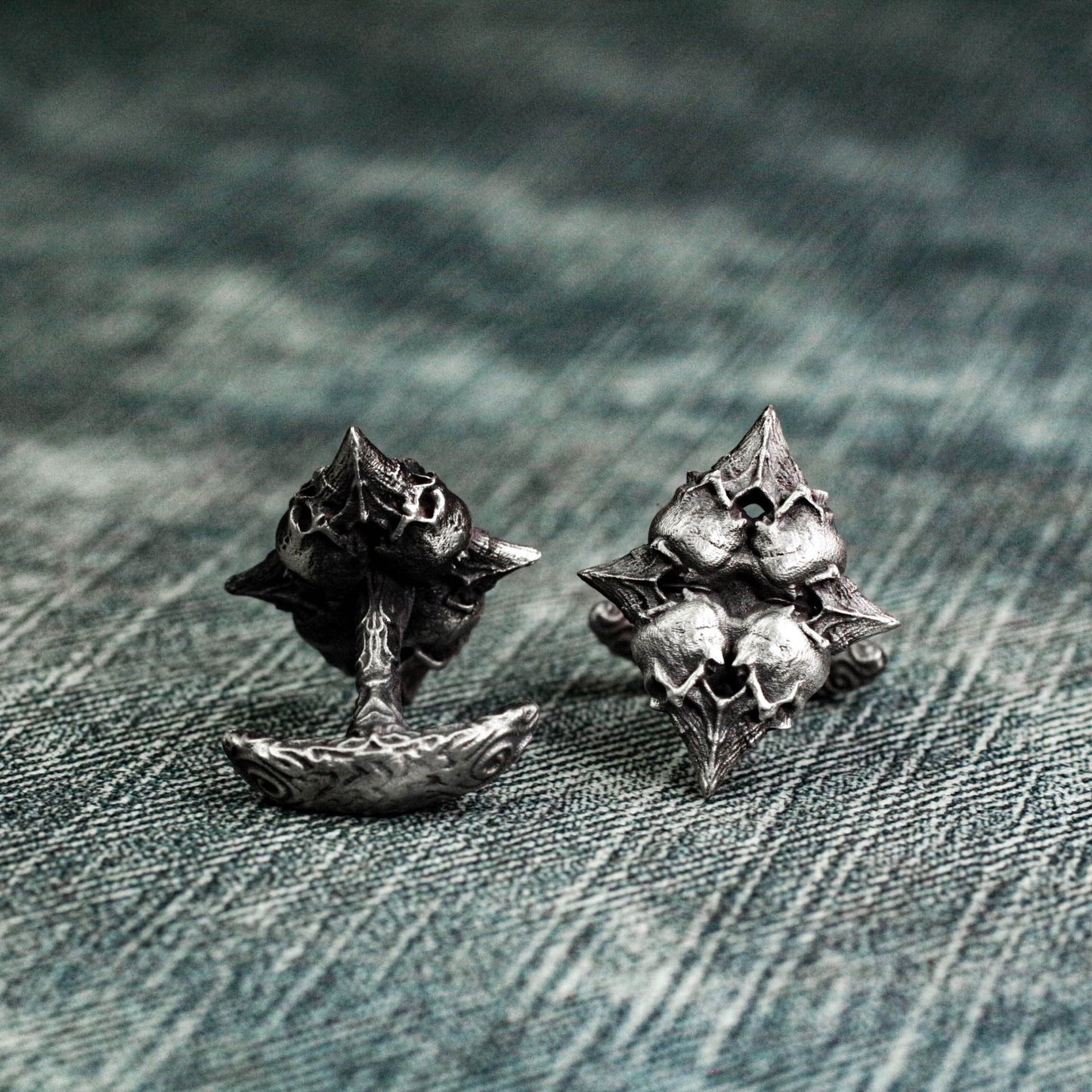 Playing Card Skull Cufflinks - 925 Sterling Silver Handmade