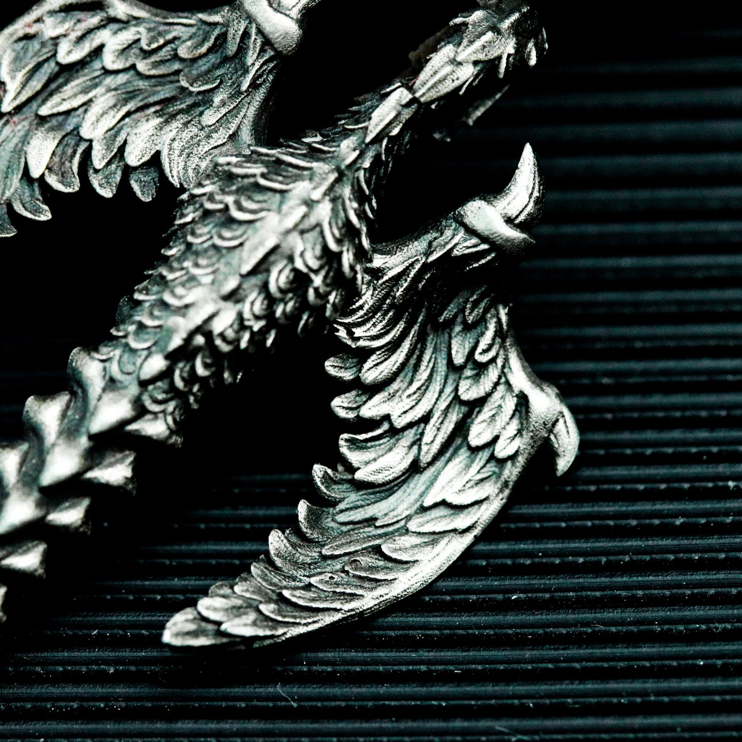 Dragon Spine Pendant with Bone Wings - 925 Sterling Silver Handmade