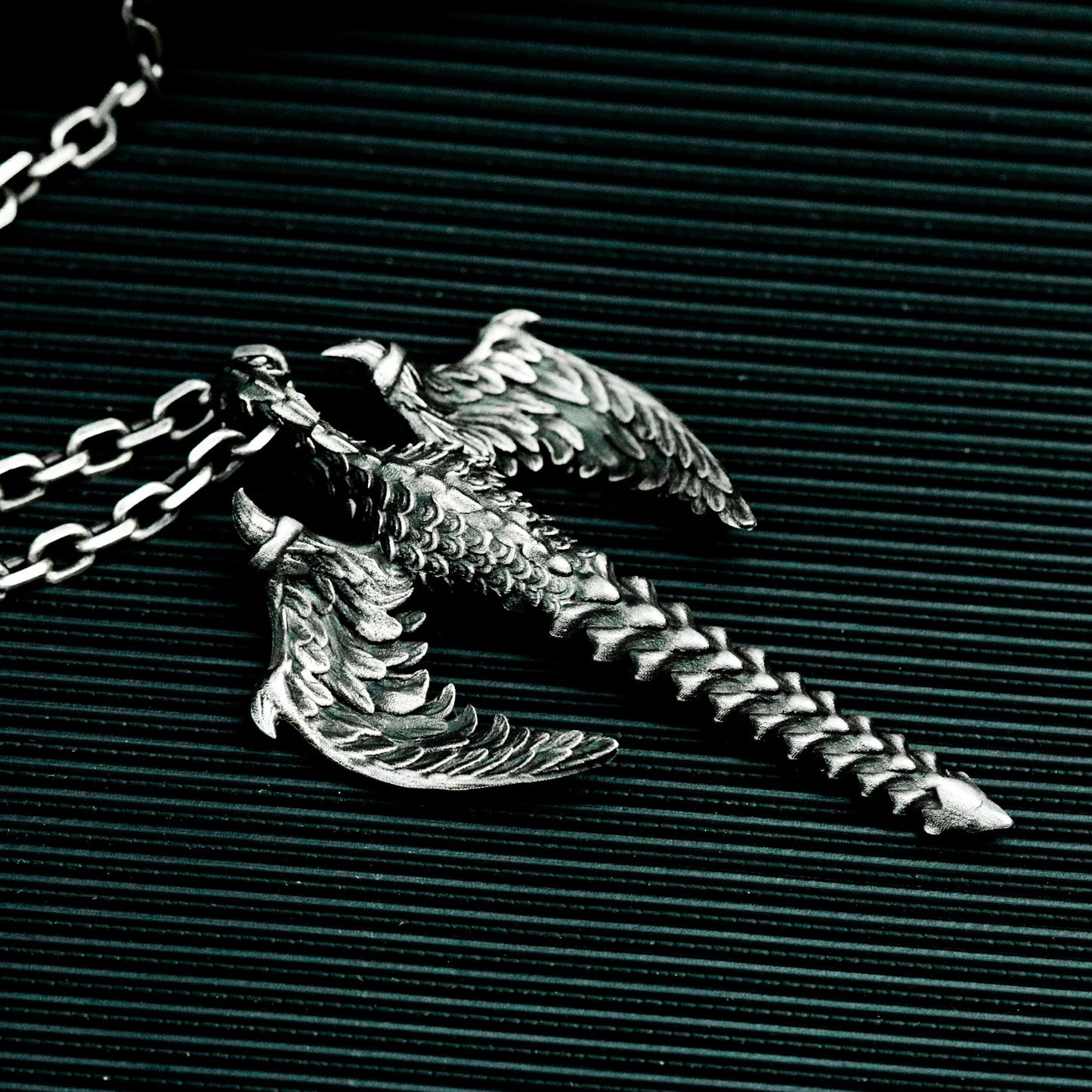 Dragon Spine Pendant with Bone Wings - 925 Sterling Silver Handmade