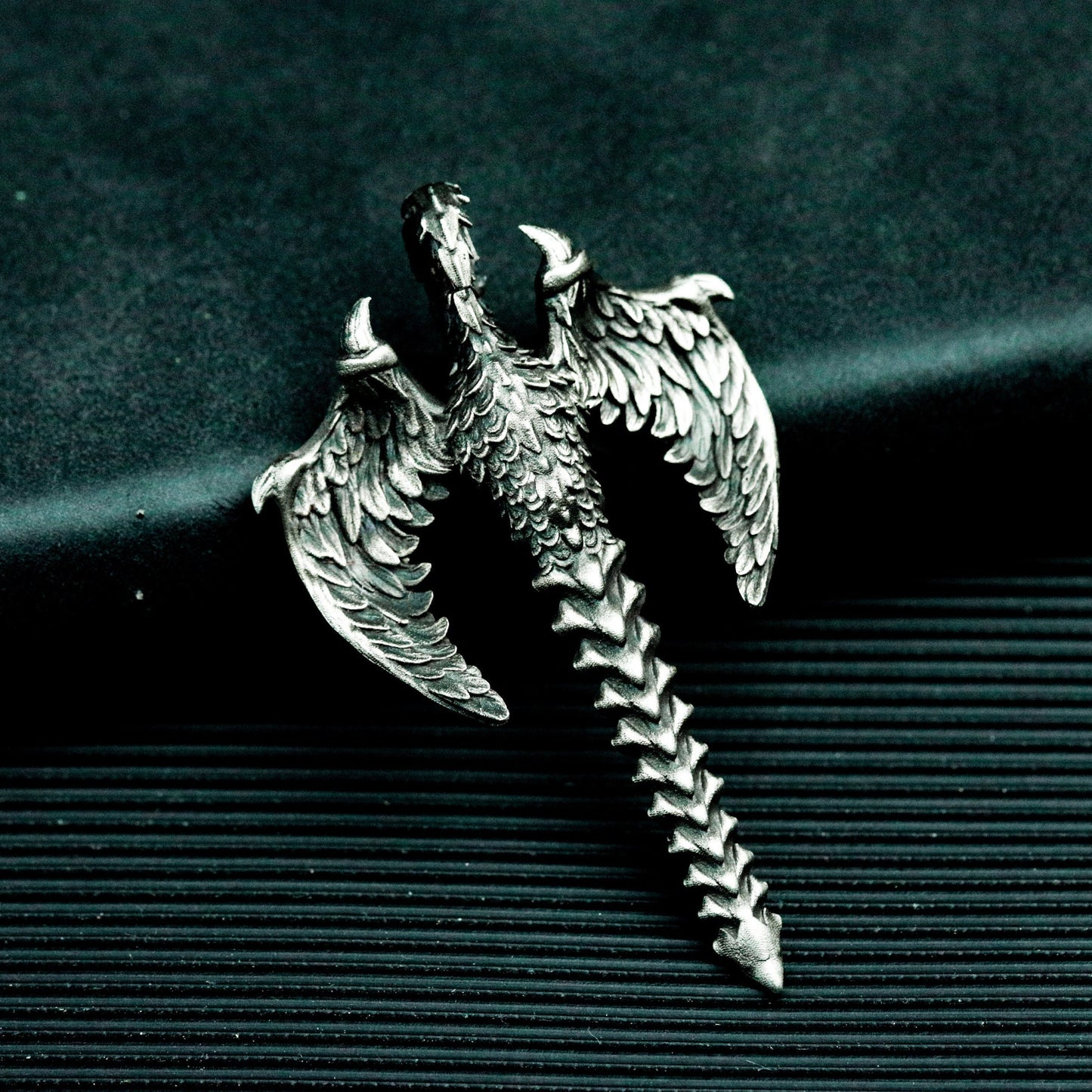 Dragon Spine Pendant with Bone Wings - 925 Sterling Silver Handmade