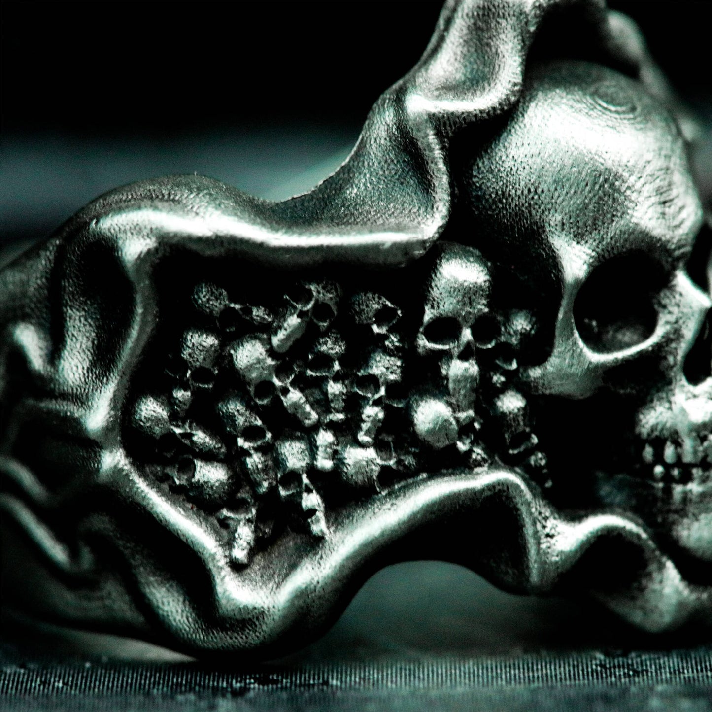 Skull Crest Ring with Gothic Frame ¨C 925 Sterling Silver Handmade
