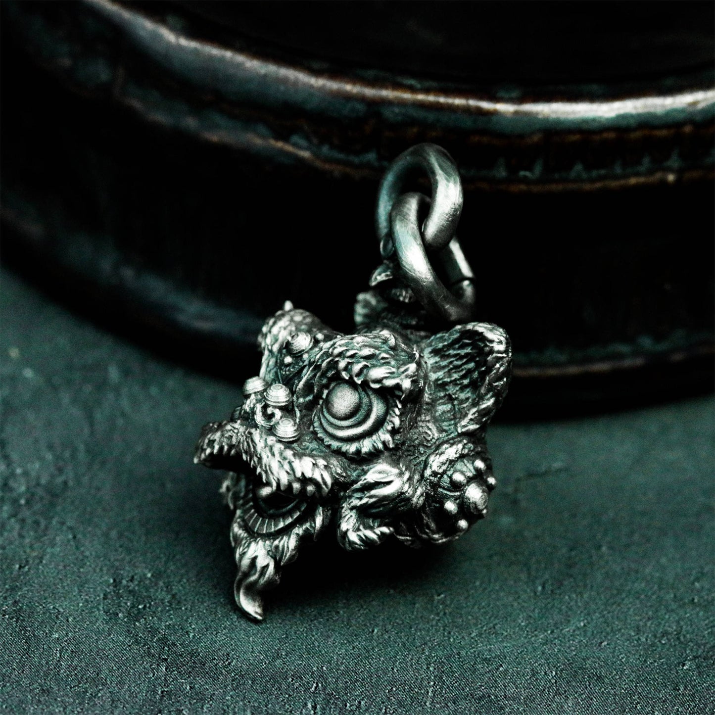 Tang Lion Guardian Pendant - 925 Sterling Silver Handmade