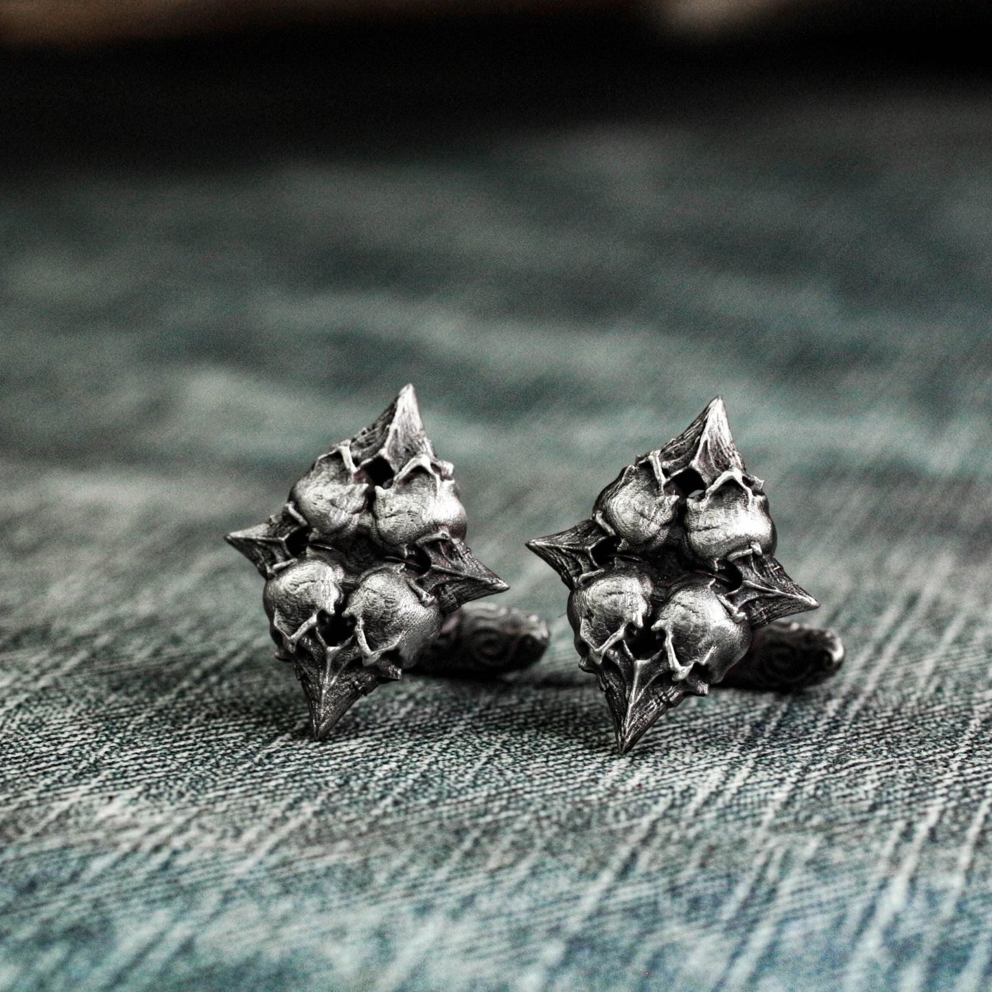 Playing Card Skull Cufflinks - 925 Sterling Silver Handmade