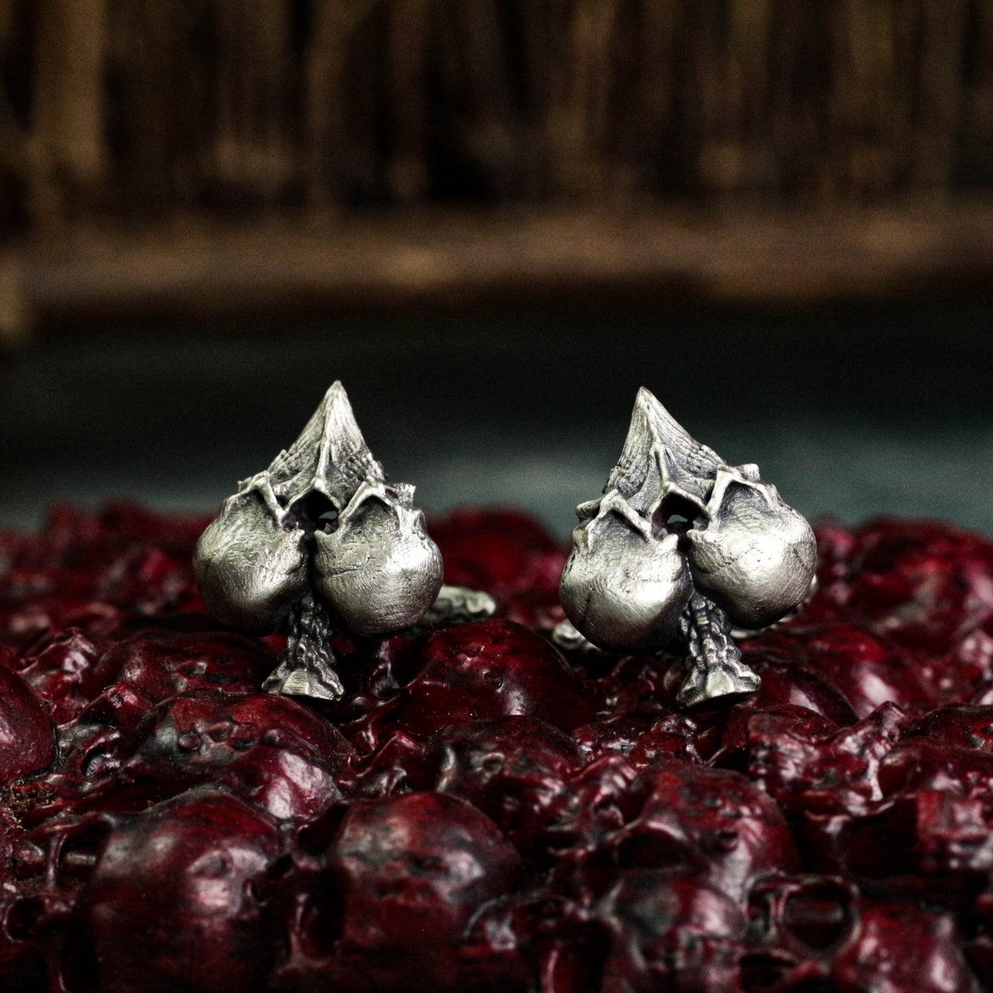 Skeleton Heart Cufflinks - Handmade in 925 Sterling Silver