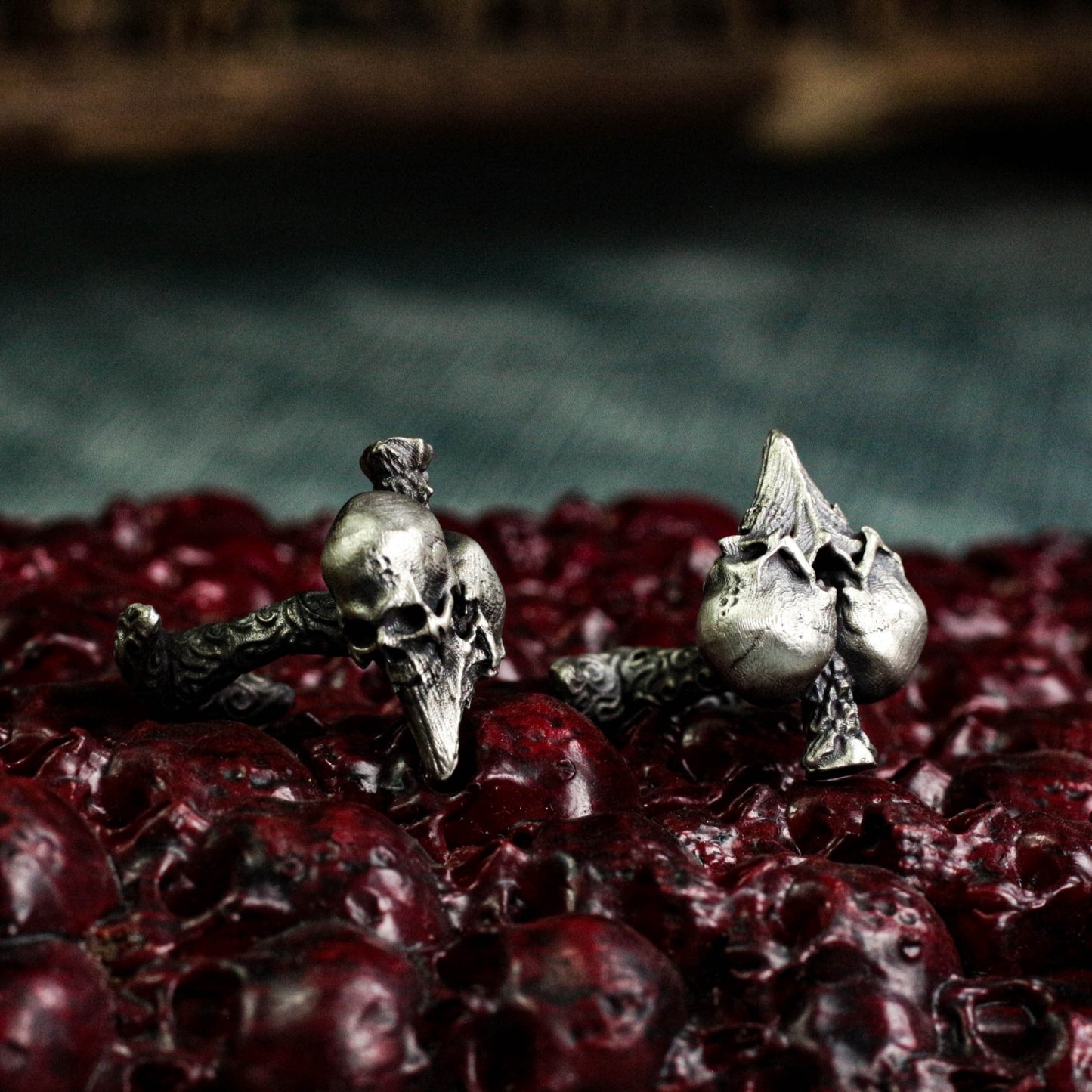 Skeleton Heart Cufflinks - Handmade in 925 Sterling Silver