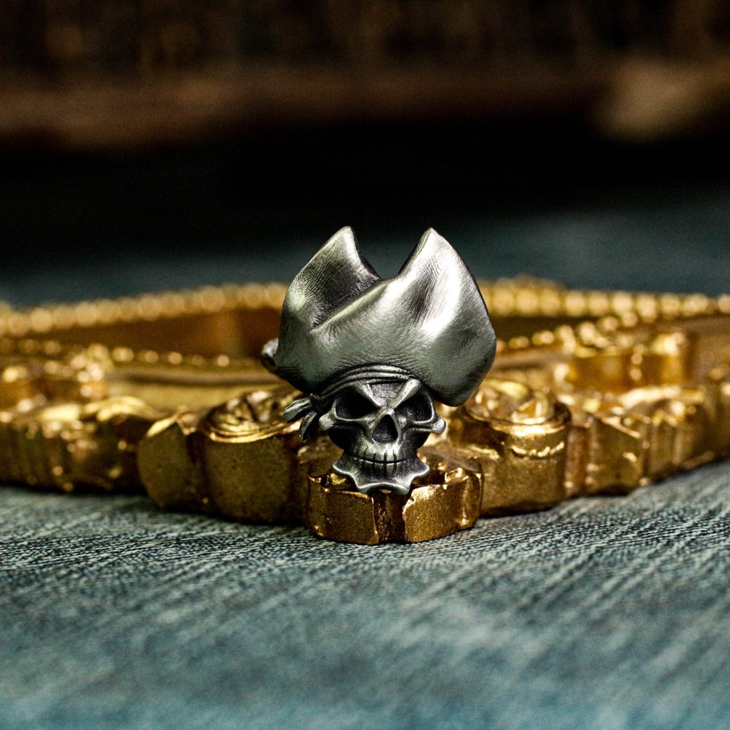 Pirate Skull Cufflinks - Gothic Hat Style 925 Silver Handmade