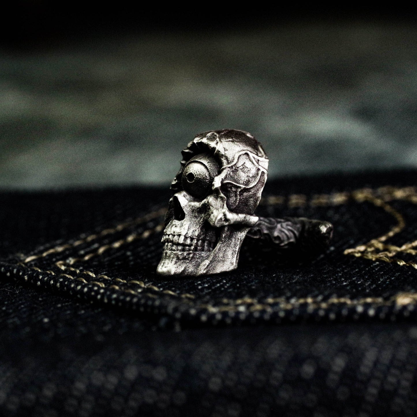 One-Eyed Skull Cufflinks, Scary Big Eyeballs - 925 Sterling Silver Handmade