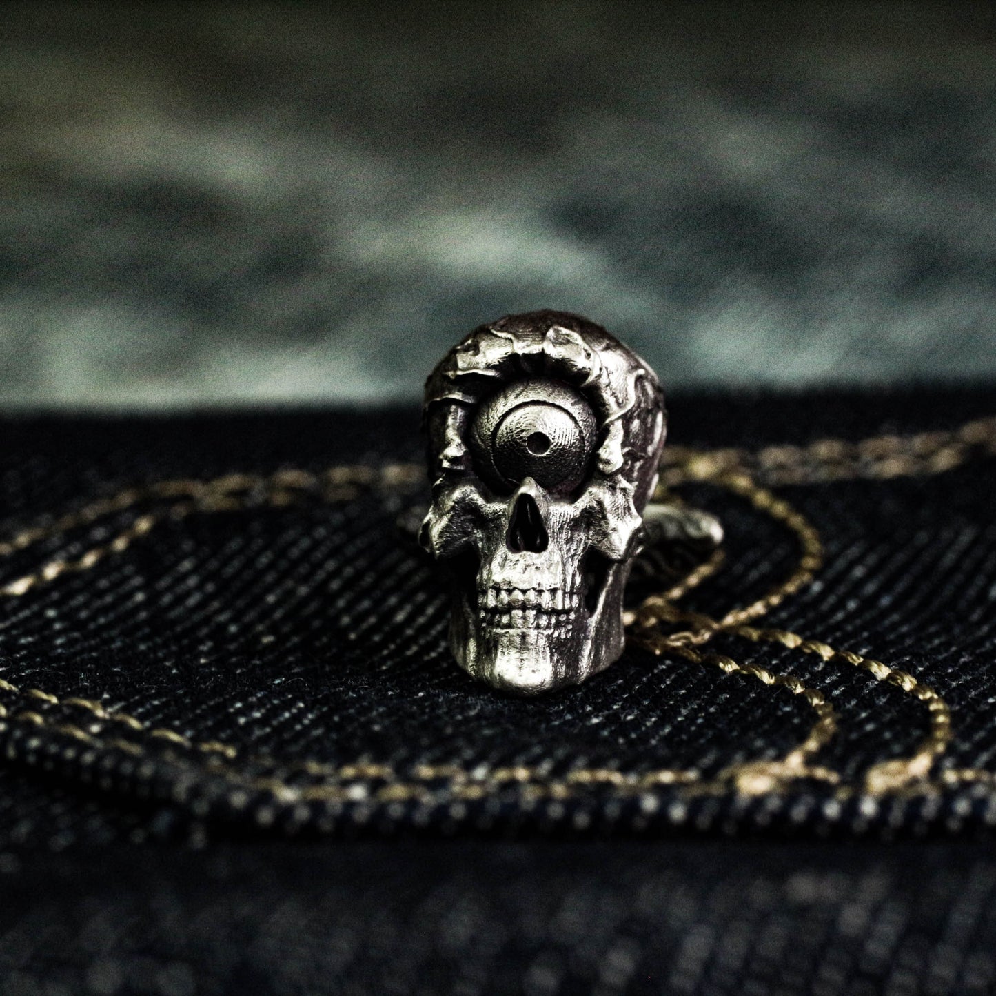 One-Eyed Skull Cufflinks, Scary Big Eyeballs - 925 Sterling Silver Handmade
