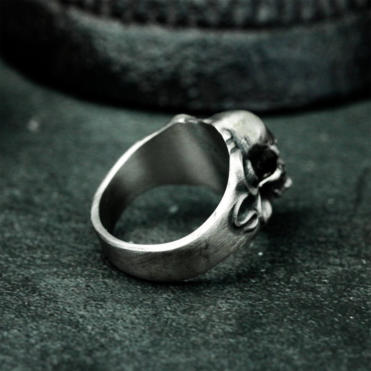 Ornate Skull Ring - 925 Sterling Silver Handmade Gothic