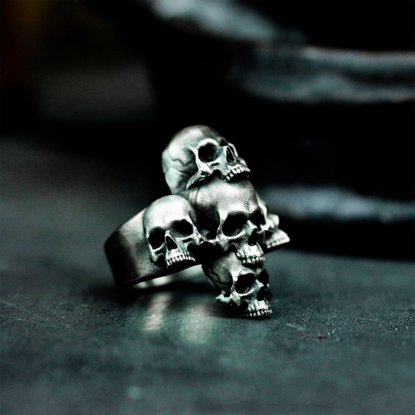 Five Skulls Ring - 925 Silver Handmade