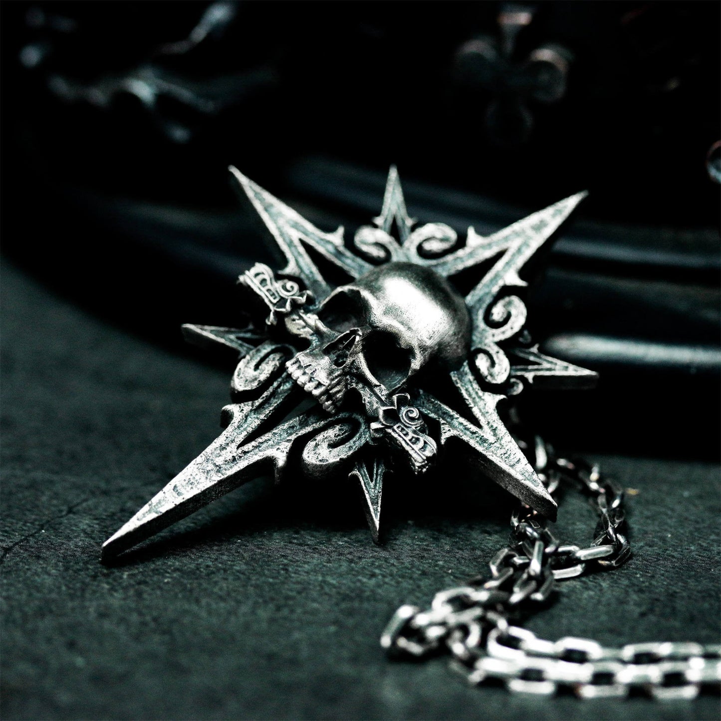 Spiked Skull Pendant ¨C Handmade 925 Silver Combat Totem Necklace