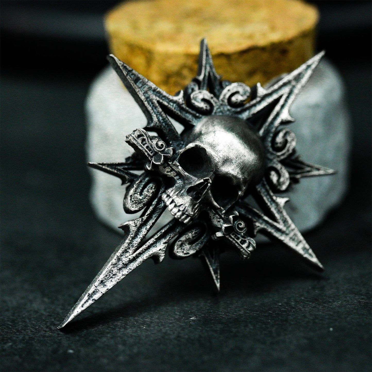 Spiked Skull Pendant ¨C Handmade 925 Silver Combat Totem Necklace