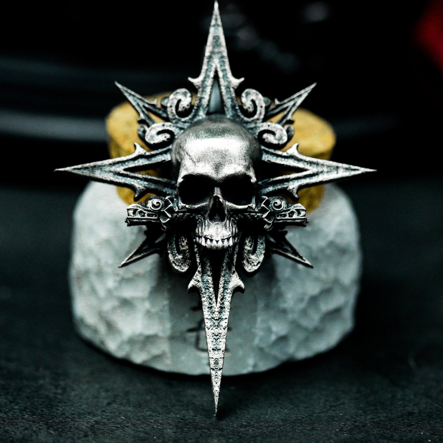 Spiked Skull Pendant ¨C Handmade 925 Silver Combat Totem Necklace