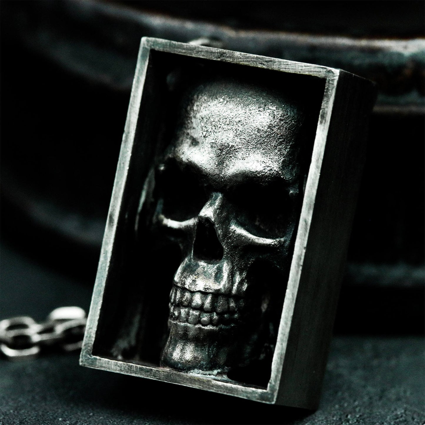 Boxed Skull Pendant - 925 Silver Handmade