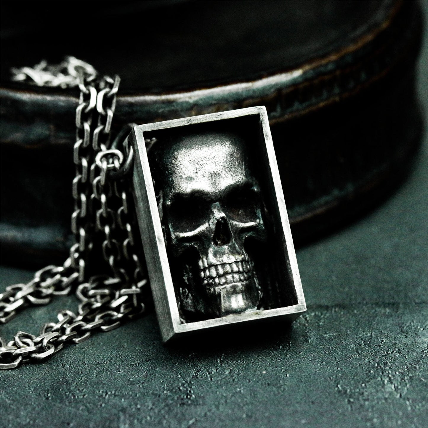 Boxed Skull Pendant - 925 Silver Handmade