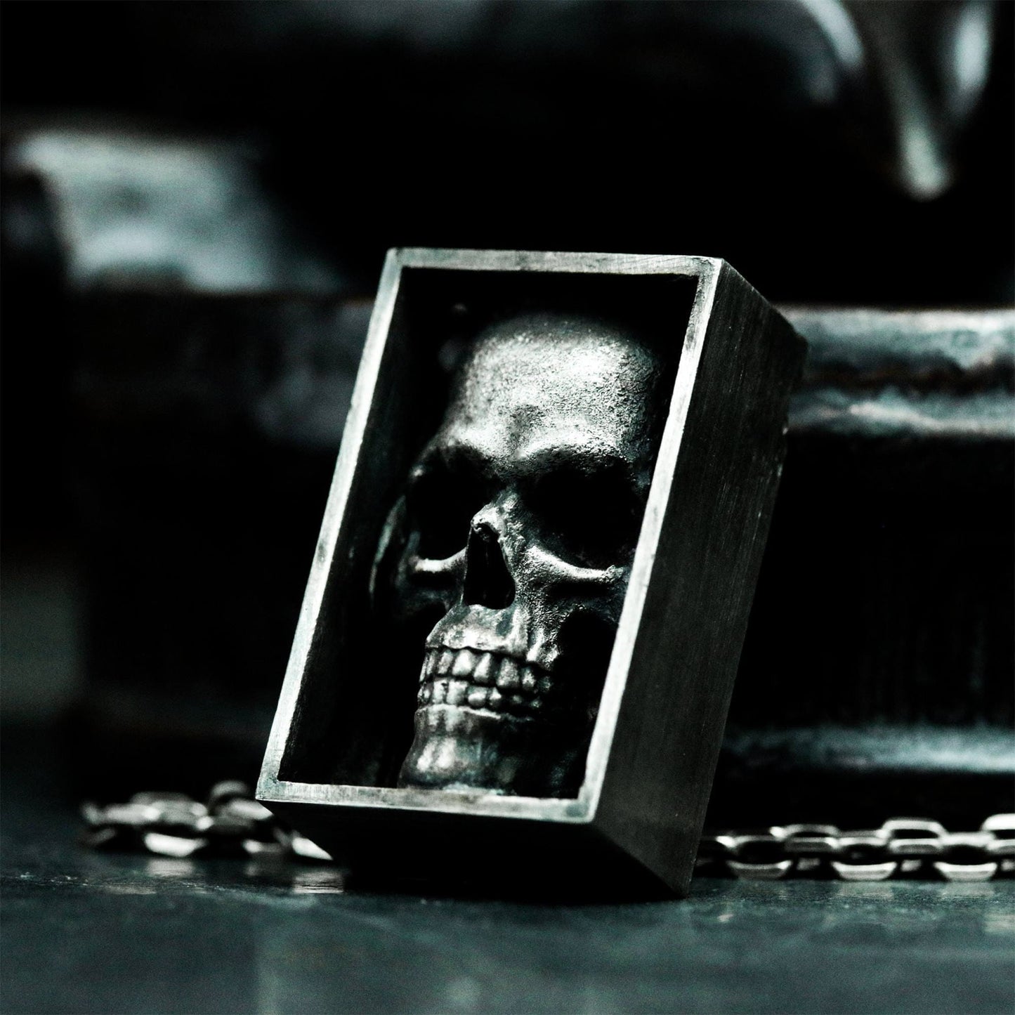Boxed Skull Pendant - 925 Silver Handmade