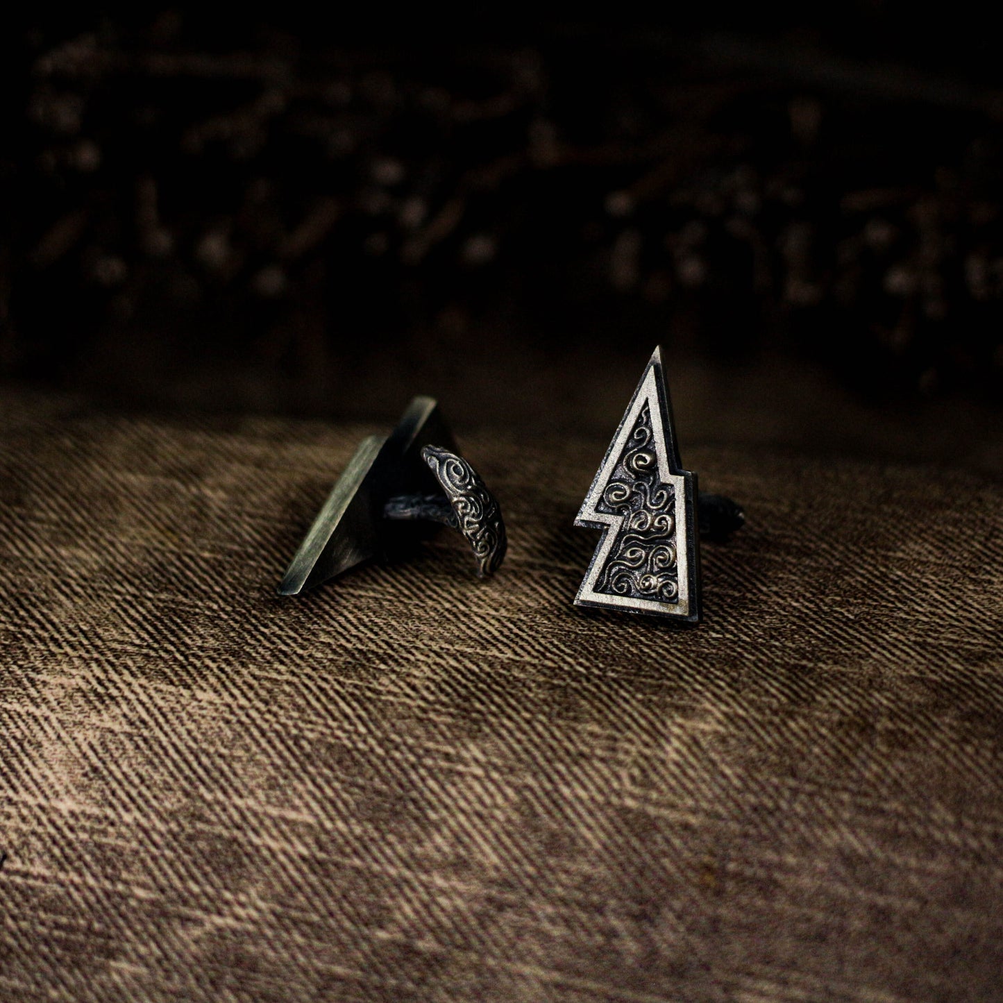 Lightning Pattern Cufflinks - 925 Silver Handmade