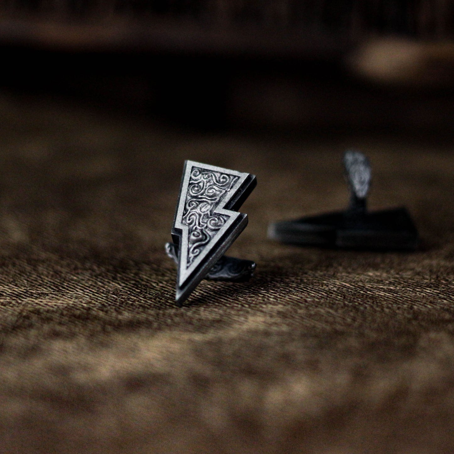 Lightning Pattern Cufflinks - 925 Silver Handmade