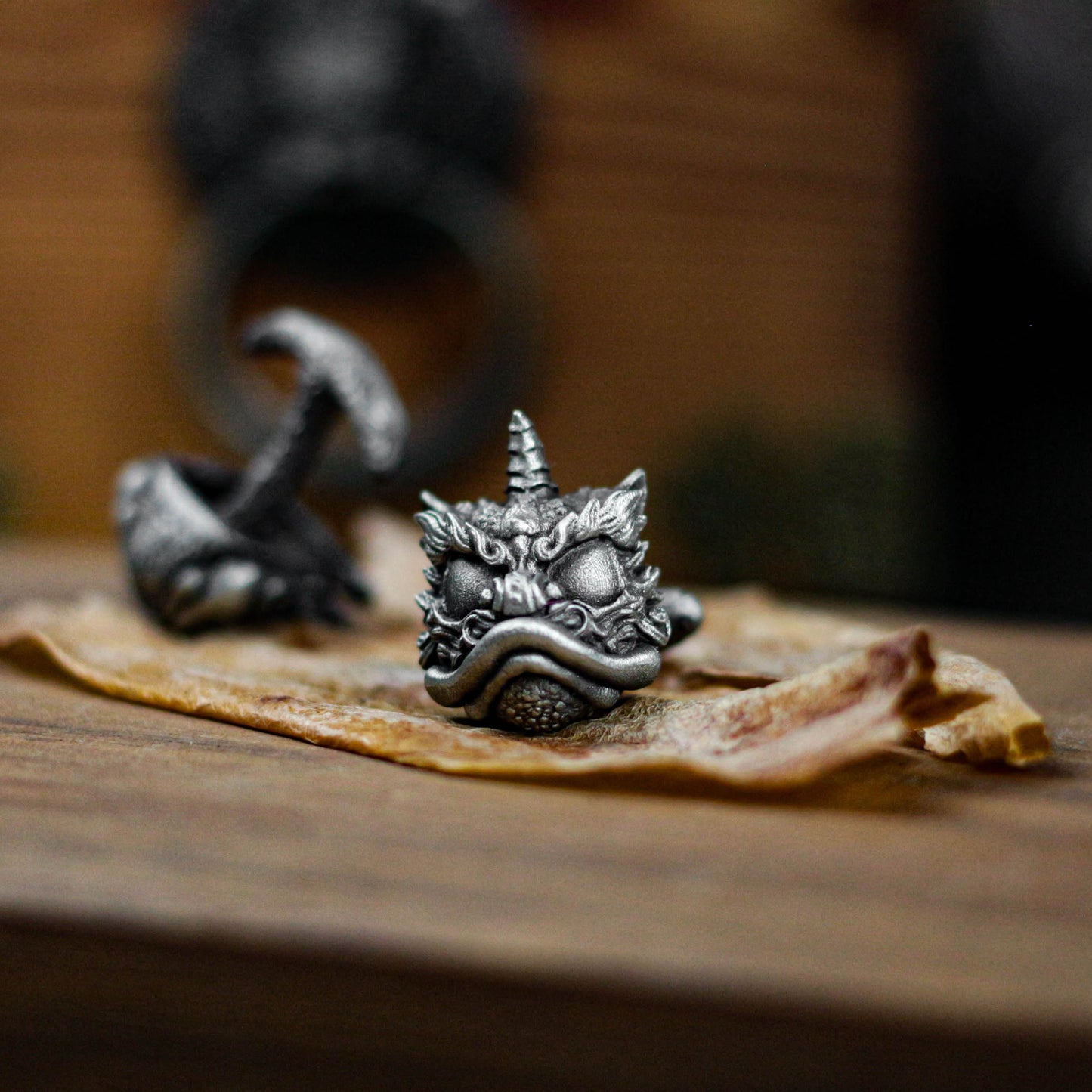 Oriental Waking Lion Cufflinks - 925 Silver Handmade