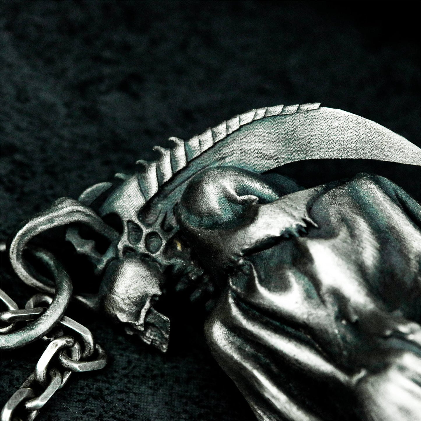 Sitting Reaper Pendant ¨C Handmade 925 Silver Death Figure Necklace