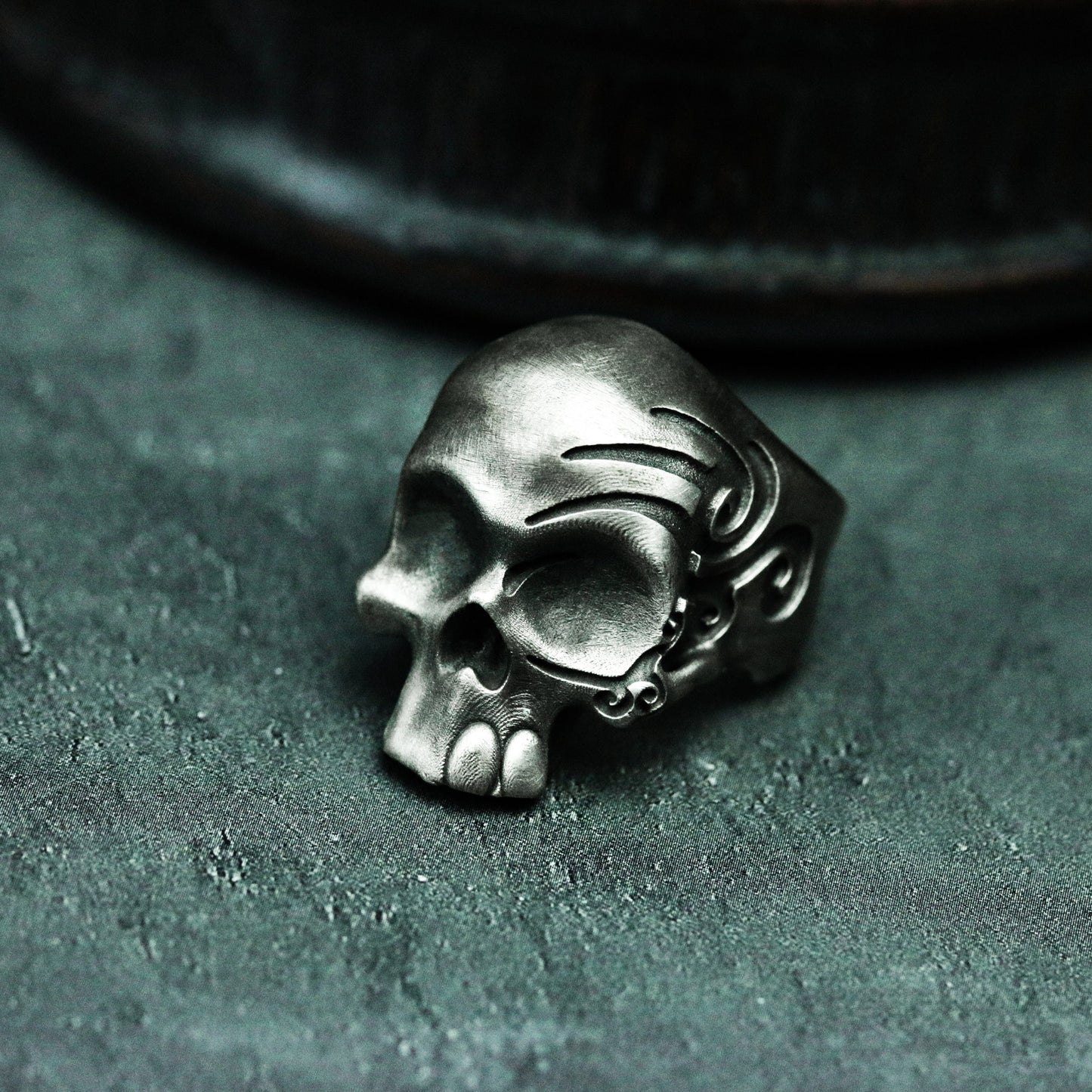 Motorcyclist Skull Ring ¨C Handmade 925 Silver Street Biker Band