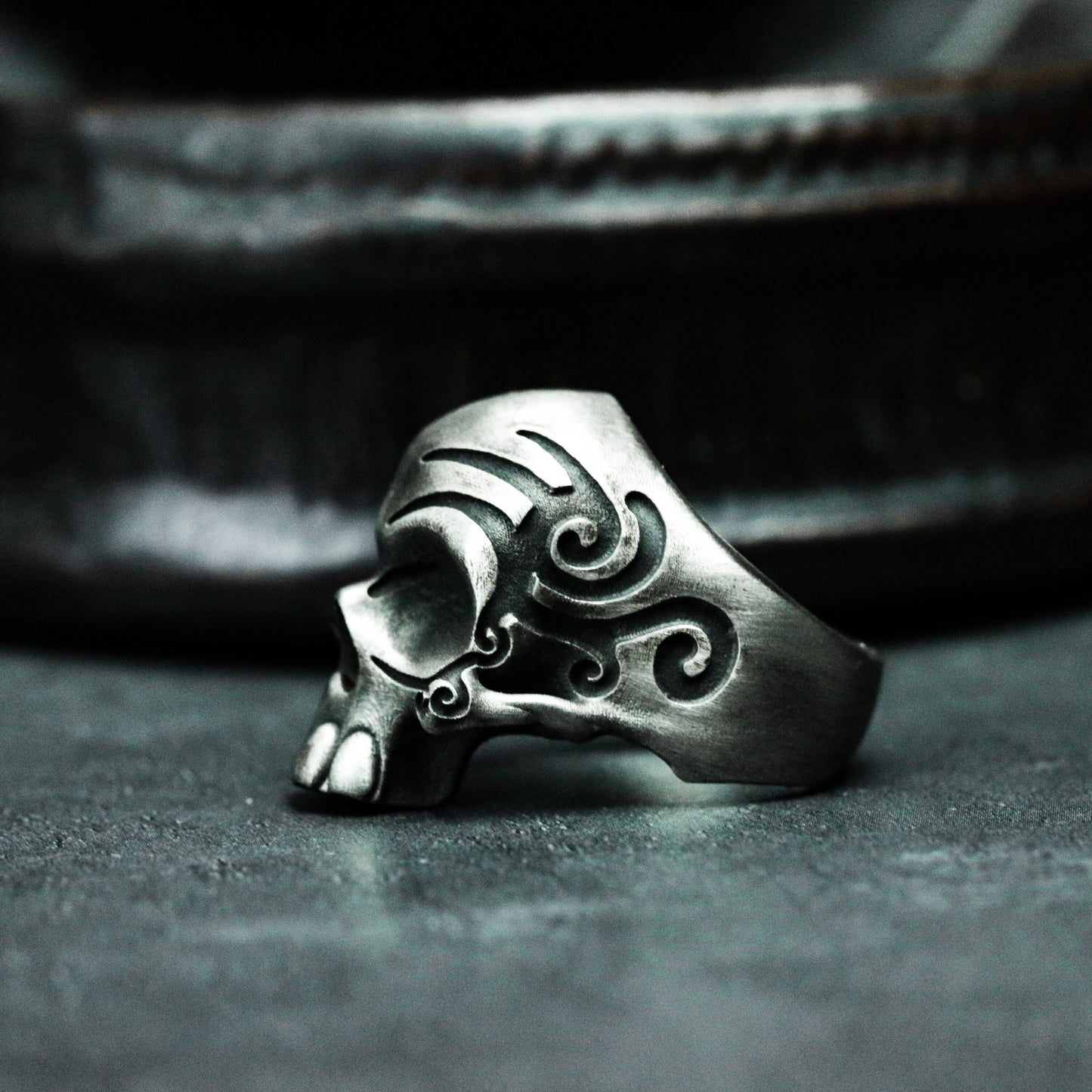 Motorcyclist Skull Ring ¨C Handmade 925 Silver Street Biker Band
