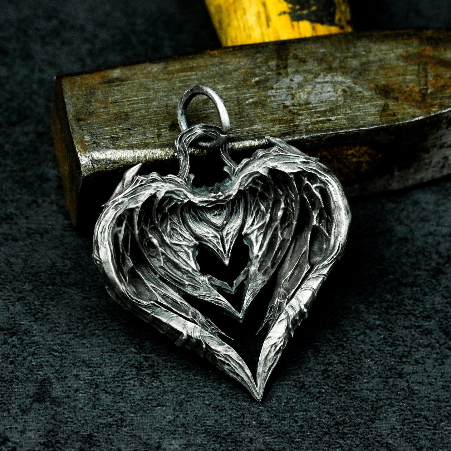 Shattered Heart Pendant ¨C Handmade 925 Silver Winged Necklace