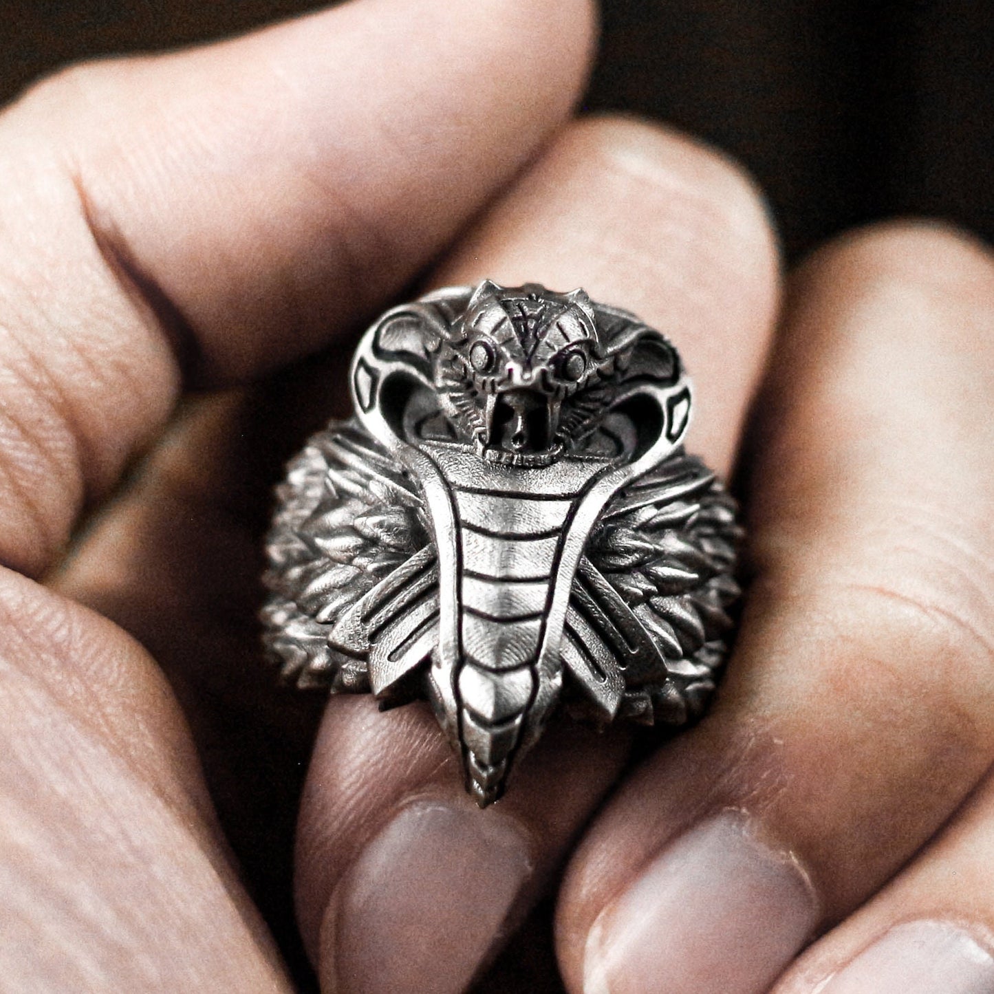 Cobra Head Ring - 925 Sterling Silver Handmade Bold