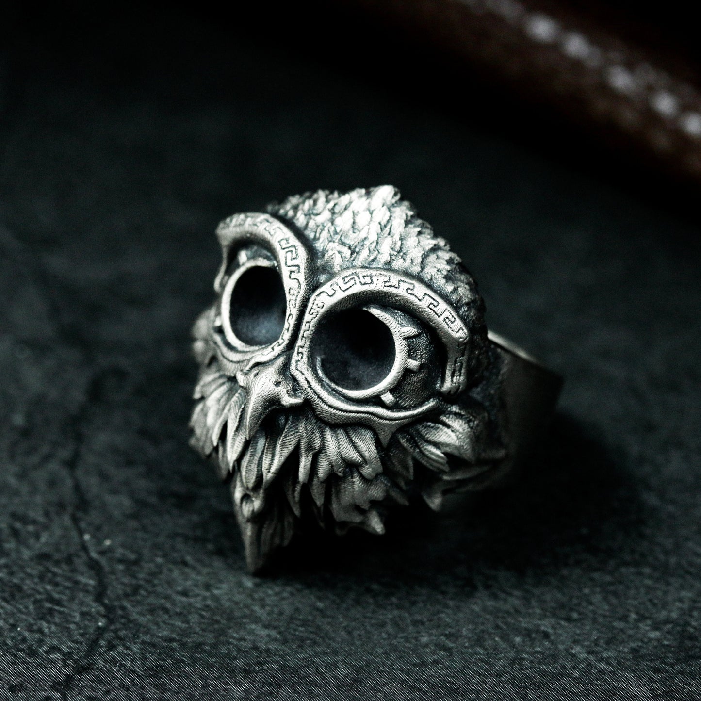 Goggled Owl Ring ¨C Handmade 925 Silver Forest Guardian Band