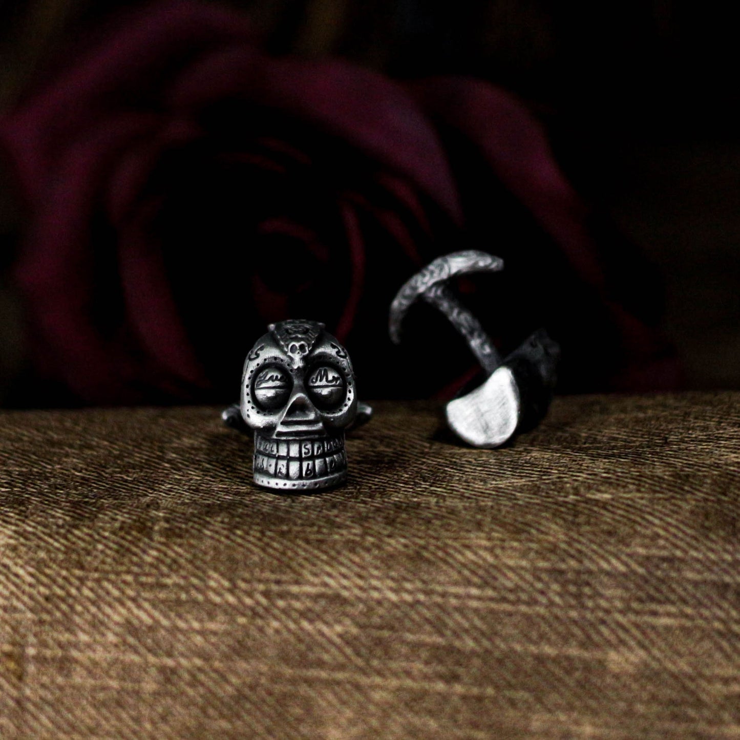Mexican Gangster Skull Cufflinks - 925 Sterling Silver Handmade
