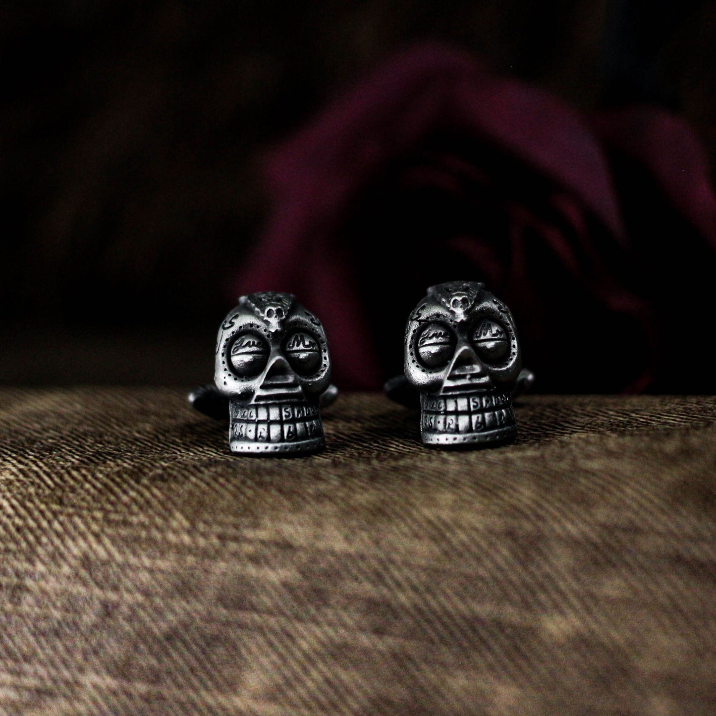 Mexican Gangster Skull Cufflinks - 925 Sterling Silver Handmade
