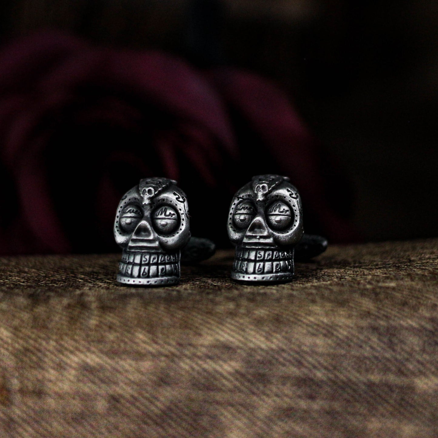 Mexican Gangster Skull Cufflinks - 925 Sterling Silver Handmade